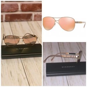 Burberry 3080 Gold & Rose Gold Aviator Sunglasses